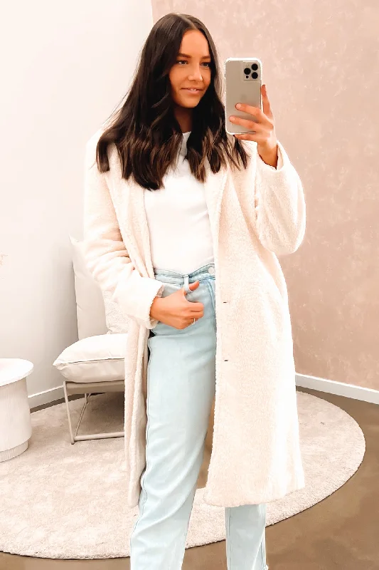Sustainable Women's Clothing Francesca Teddy Coat Vintage White