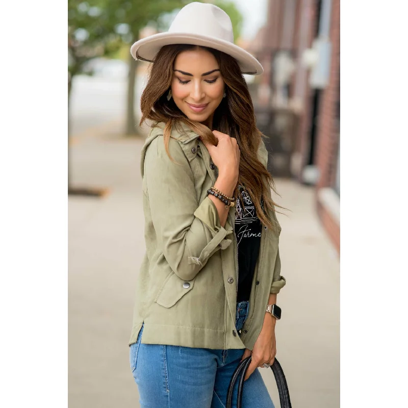 Women's Professional Outfit Utility Zipper Jacket