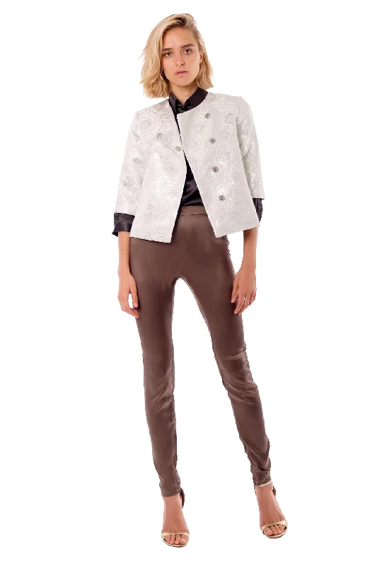 Fashionable Women's Casual Apparel Jeanine Jacquard Cropped Jacket