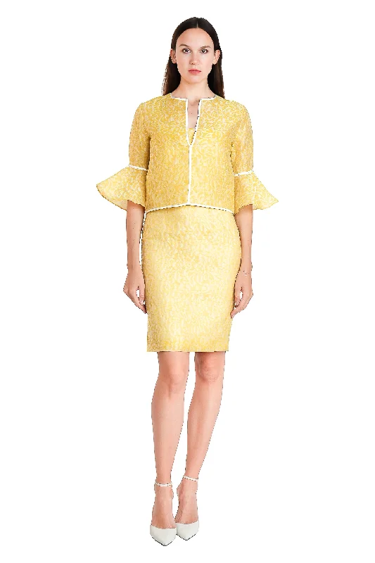 Women's Clothes For The Office Senita Silk Organza Flared Sleeves Jacket