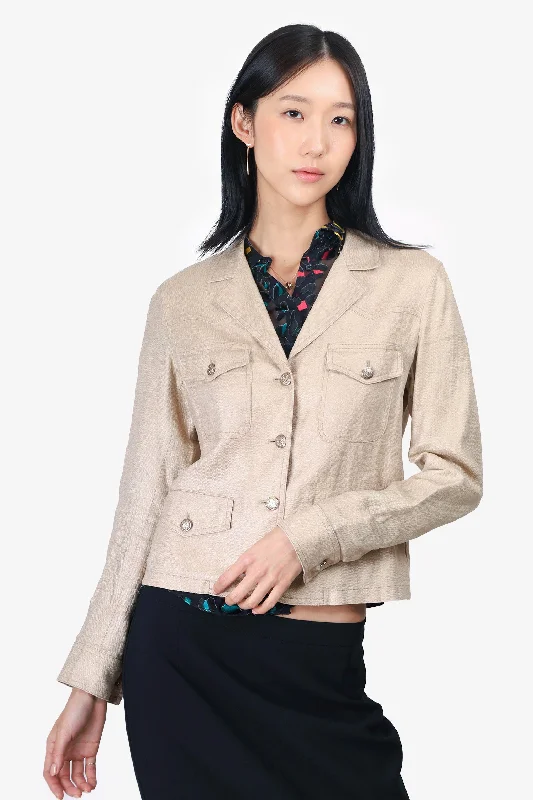 Fashionable Women's Clothing Pre-Loved Chanel™ Gold Linen Jacket Size 40