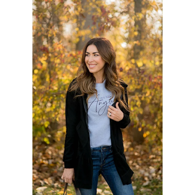 Women's Seasonal Apparel Easy Wear Flutter Bottom Zip Jacket