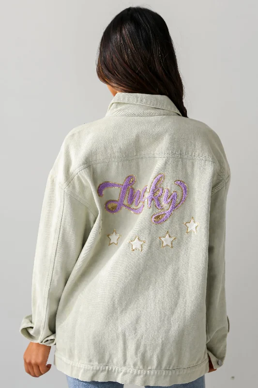 Women's Occasion Wear Clothing FINAL SALE - Sage "Lucky" Denim Jacket