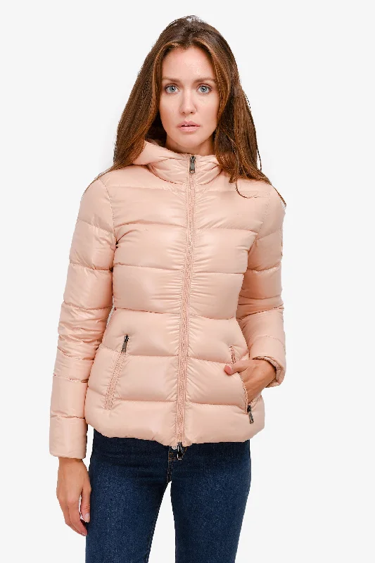Women's Transitional Apparel Moncler Pink Rhin Giubbotto Hooded Zip Up Down Jacket Size 00