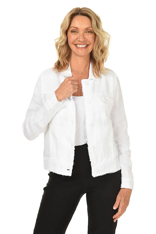 Stylish Women's Garments Frayed Linen Jacket