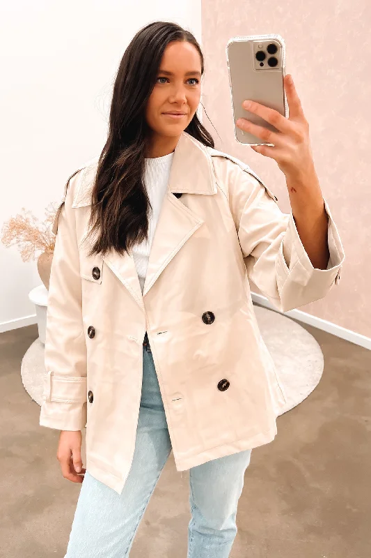 Women's Cozy Clothes Edith Pleather Jacket Cream