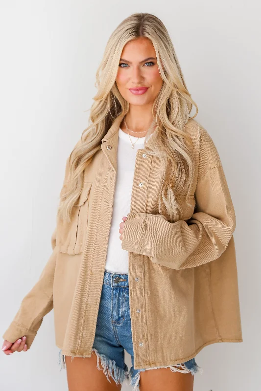 Seasonal Clearance Sale – Big Savings On Trendy Looks FINAL SALE - Cooler Than You Taupe Denim Jacket