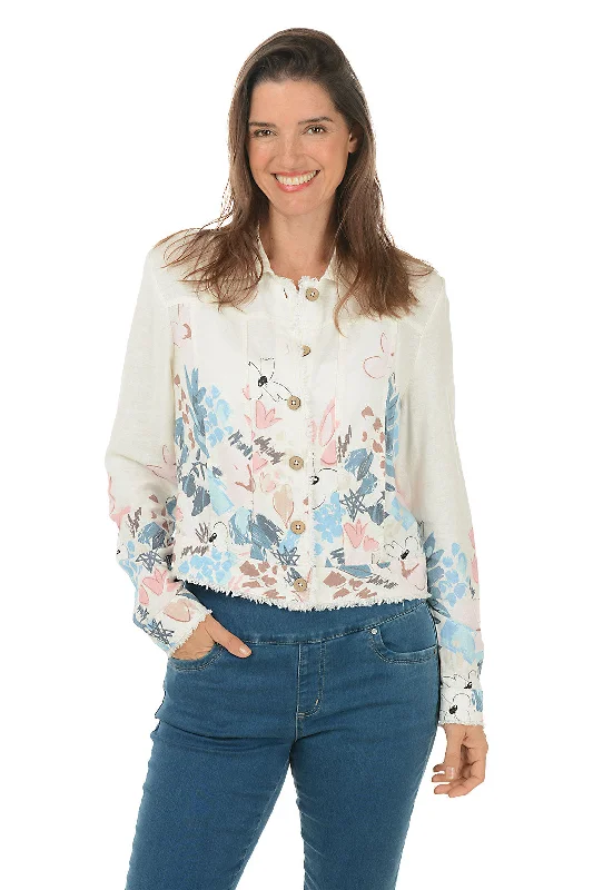 Women's Clothes For Work Events Supernova Frayed Linen-Blend Jacket