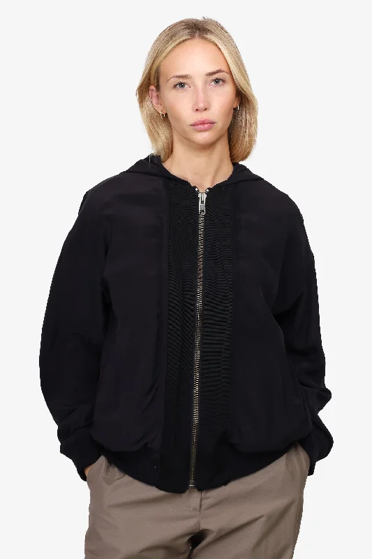 Women's High-Fashion Outfit Haider Ackermann Black Silk/Cotton Bomber Jacket Size XS Mens