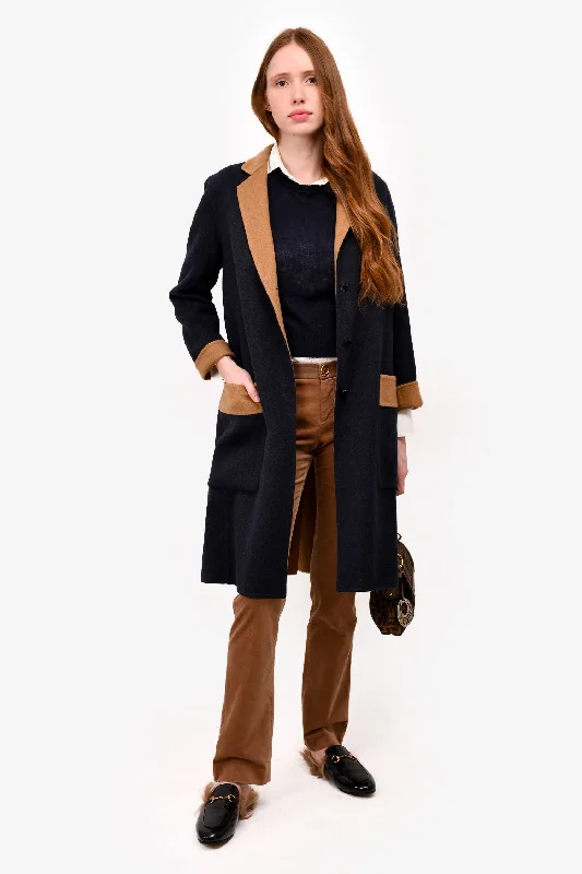 Formal Outfit For Women Hermes Charcoal Grey/Beige Cashmere Coat Size 38