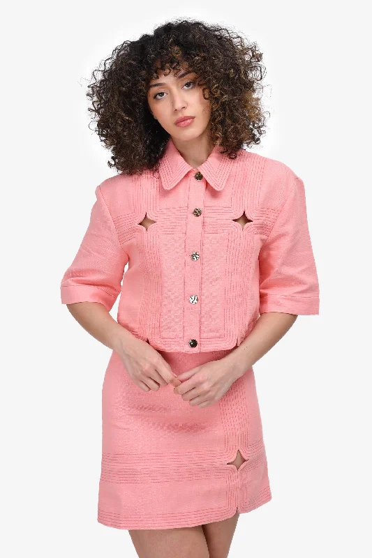 Women's Casual Wear Outfit Acler Coral 'Briar' Cut Out Detail High Waisted Mini Jacket Size 4