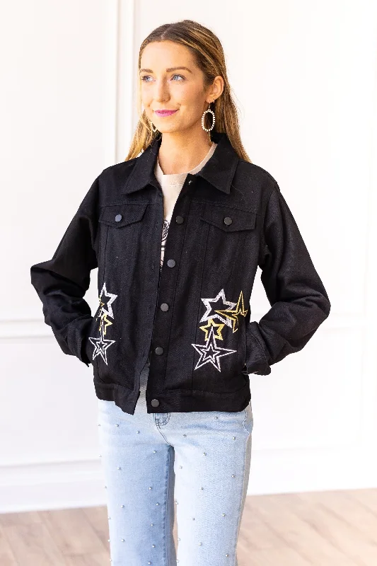 Women's Cozy Outfit For Lounging Cosmic Cowgirl Denim Jacket