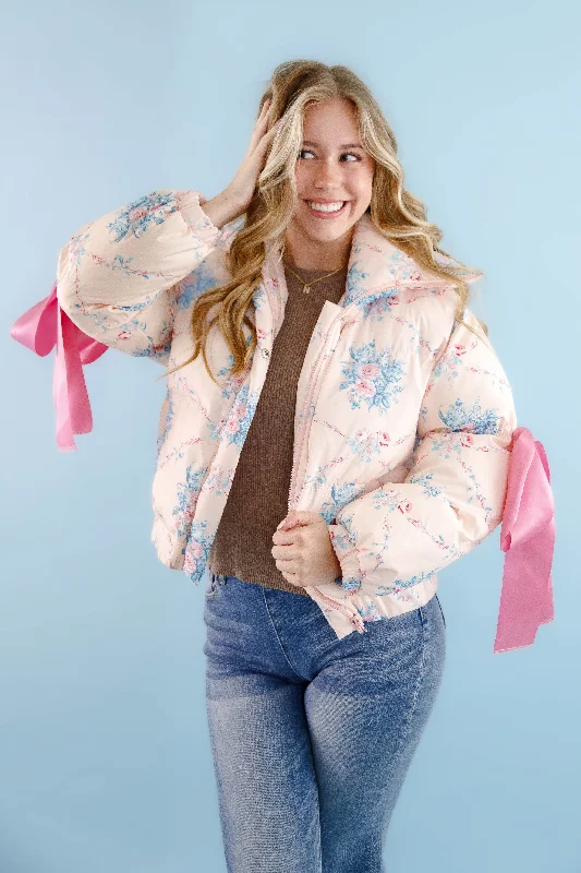 Women's Activewear Garments RESTOCK: Graceful Moments Puffer Jacket-Peach
