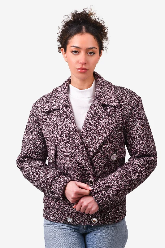 Stylish Outerwear Clothes For Women Alessandra Rich Purple Tweed Evening Jacket Est. Size S