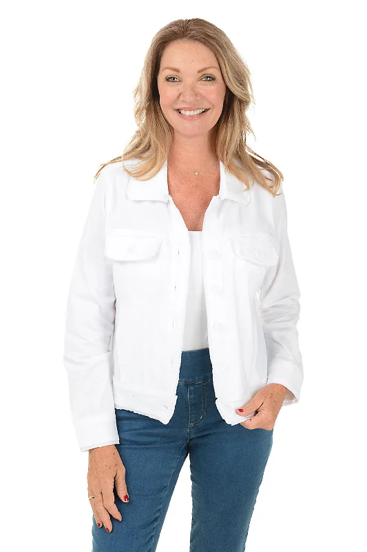 Women's Holiday Outfit Button-Front Frayed Jacket