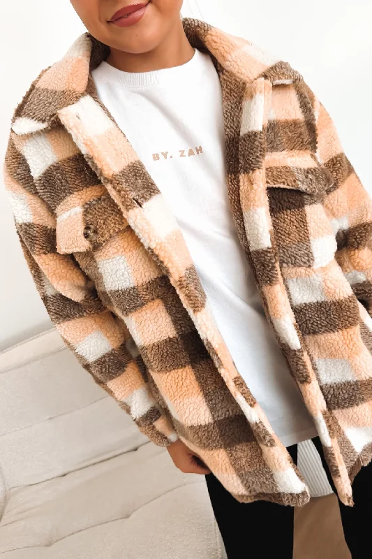 Women's Trendy Clothes Reese Check Jacket Tan