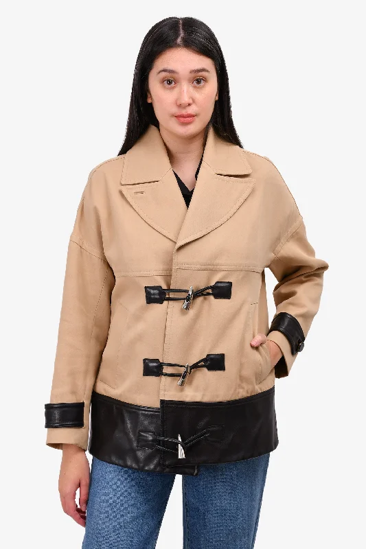 Chic Women's Garments Jason Wu Beige Cotton Leather Toggle Closure Jacket Size 10 (As Is)