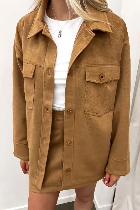 Charming Women's Clothes For Special Events Dallas Suede Jacket Tan