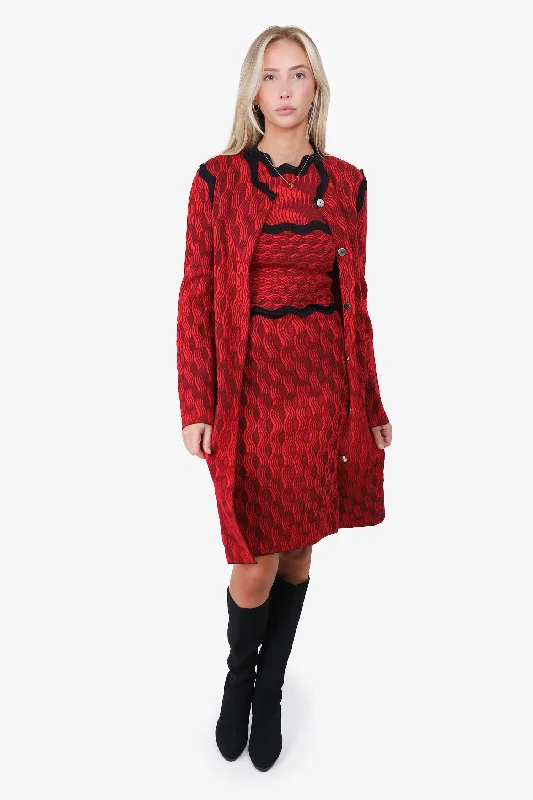 Women's Clothes And Apparel Sets Mary Katrantzou Red/Black Wave Pattern Jacket Size S