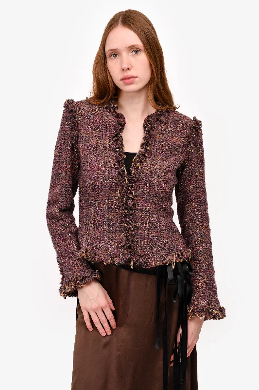 Women's Urban Clothing Pre-loved Chanel™ Fall 2003 Purple/Gold Tweed Jacket Size 38