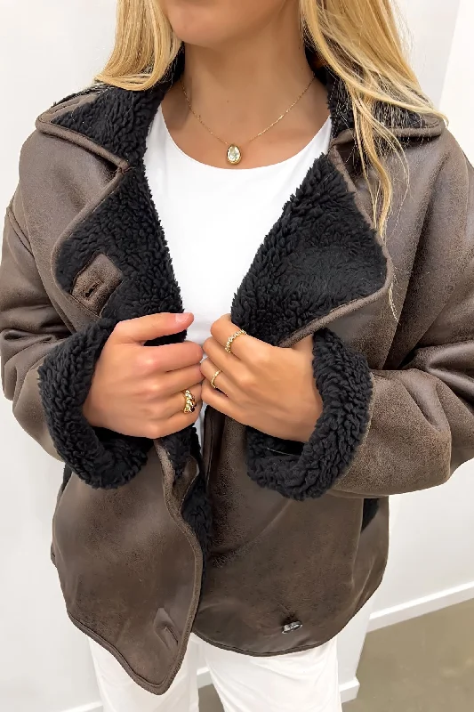 Women's Casual Apparel For Weekends Shannon Sherpa Jacket Brown