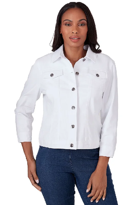 Limited-Stock Clothing Sale – Shop Before It's Too Late 3/4 Sleeve Stretch Denim Jacket