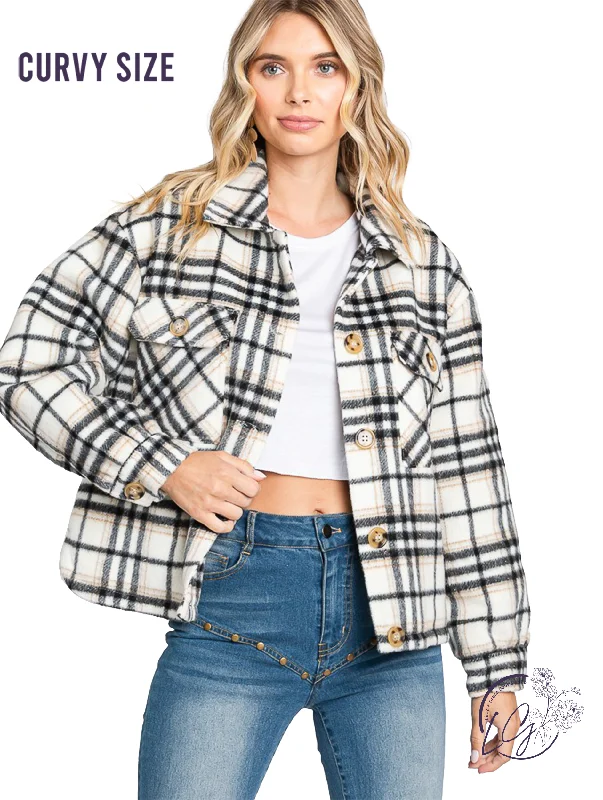Modern Women's Apparel Curvy Midnight Fall Plaid Jacket