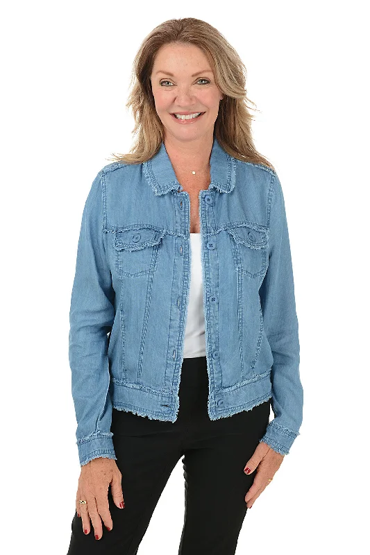 Women's Relaxed Outfit Frayed Denim Jacket