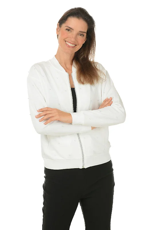 Trendy Outfits At Exclusive Discounts – Don't Miss Out Pearl Studded Bomber Jacket