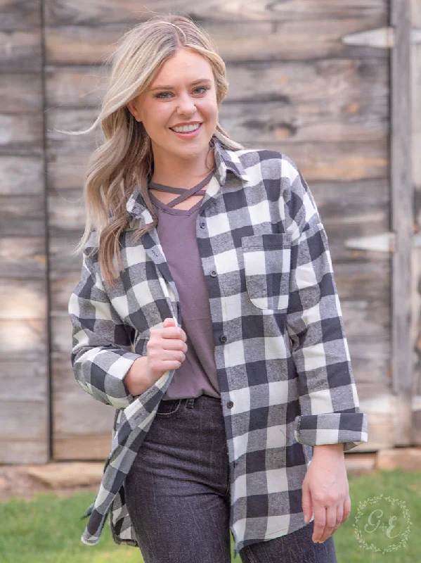Sustainable Fashion Clothing For Women The Standard Plaid Flannel, Black and White