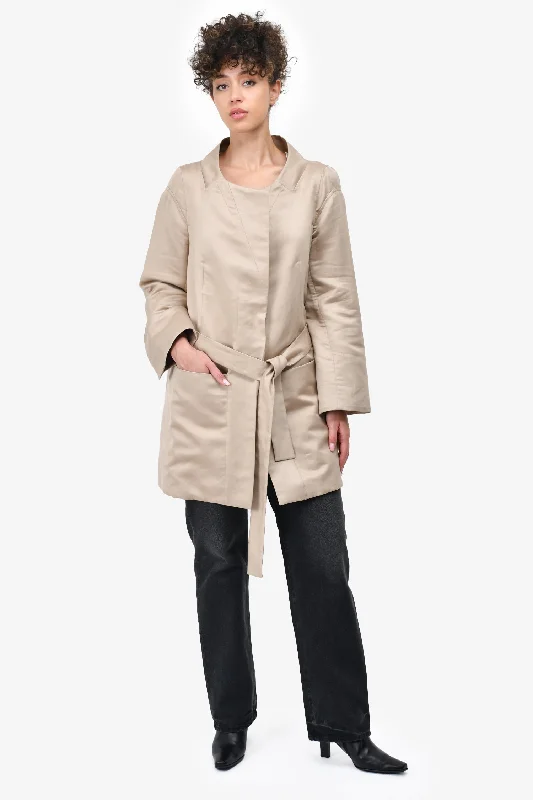 Women's Resort Garments Chloe Beige Cotton/Linen Melitta Tie Front Jacket Est. Size S/M