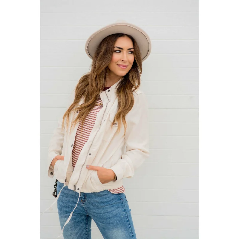 Flash Sale – Stunning Outfits At Exclusive Prices Zip Button Tie Utility Jacket