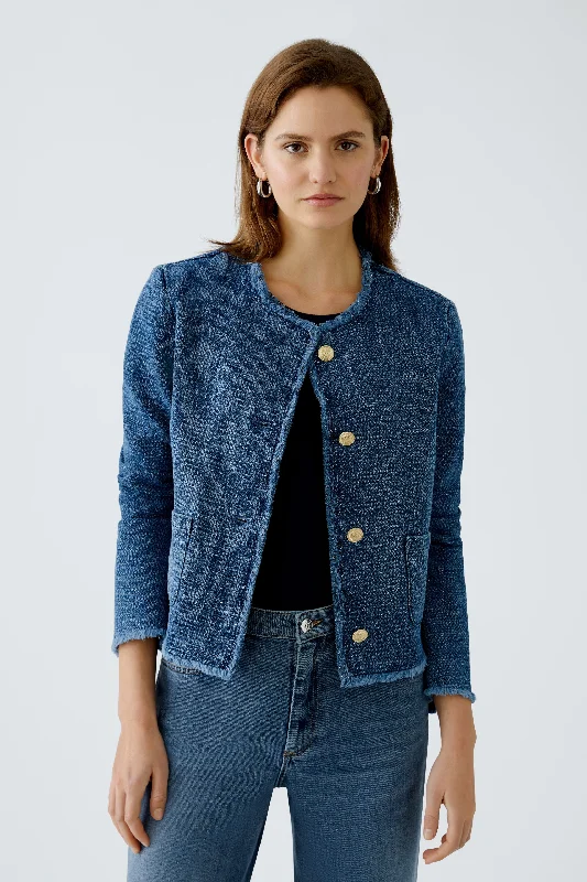 Casual Apparel For Women Raw Edged Jacket - Denim Blue