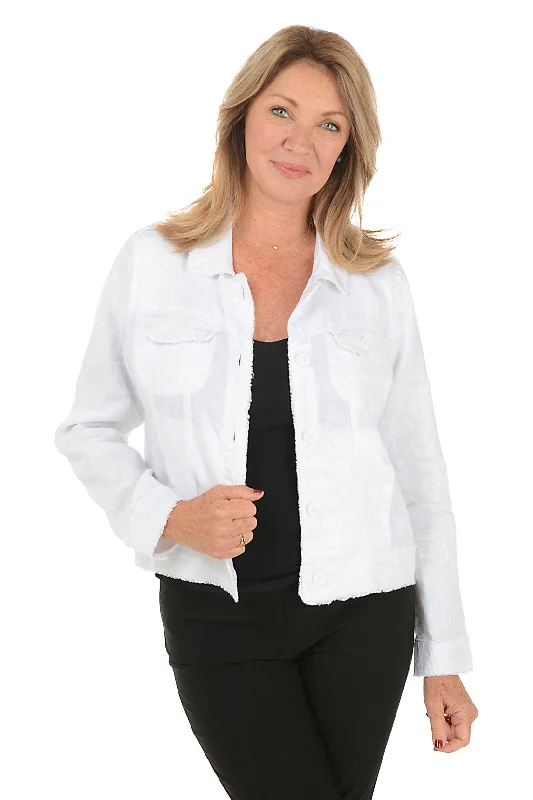 Women's Workout Clothing Metallic Frayed Linen Jacket