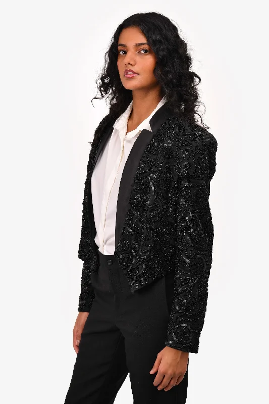 Women's Clothing For Special Occasions Veronica Beard Black Bead/Sequin Embellished 'Delony' Evening Jacket Size 14 Women's Clothing For Special Occasions Veronica Beard Black Bead/Sequin Embellished 'Delony' Evening Jacket Size 14