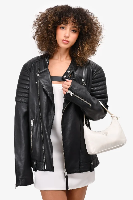 The Fashion Sale You've Been Waiting For Is Here All Saints Black Leather Biker Jacket Size L Men