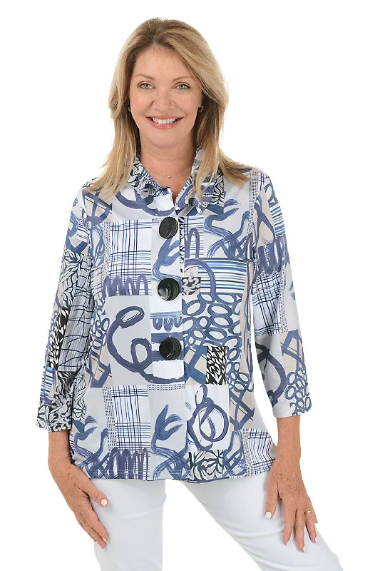 Women's Clothing Khaki Patchwork UPF50 Triple Button Swing Jacket