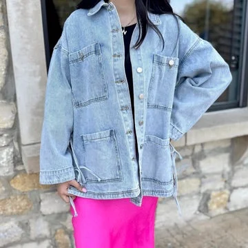 Women's Sports Apparel Tied Up Oversized Denim Jacket