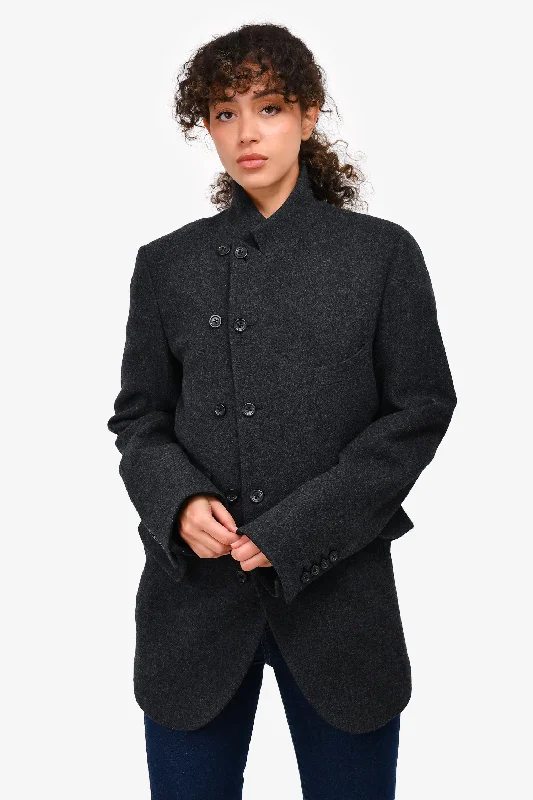 Refresh Your Wardrobe With Exclusive Discounts Dolce & Gabbana Grey Wool Coat Size 46