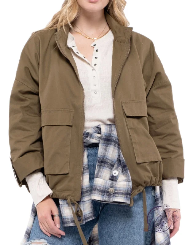 Women's Transitional Outfit Curvy Know How Oversized Pocket Utility Jacket