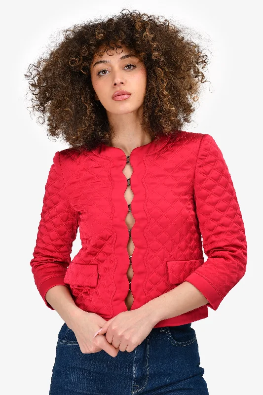 Women's Vintage Garments Gucci Pink Quilted Cropped Sleeve Jacket Size 40