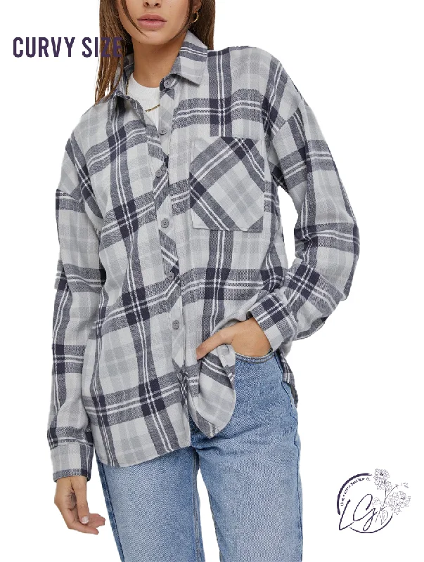 Women's Fashion Clothes Curvy Cozy Boyfriend Flannel