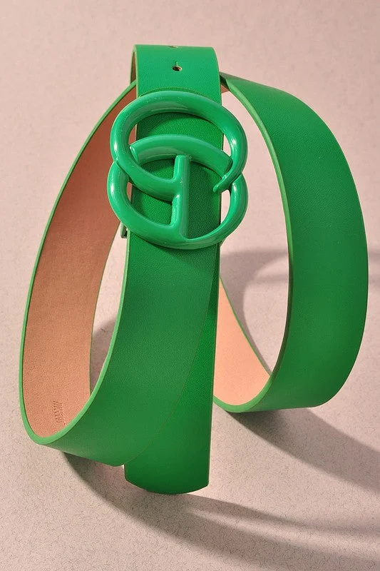 Formal Clothing For Women Color Coated GO Buckle Tonal Belt 1.5"