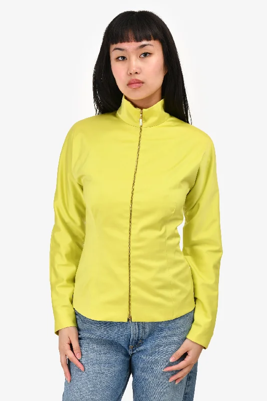 Comfortable Garments For Women Versace Classic Green Collared Zip-Up Jacket Size 6