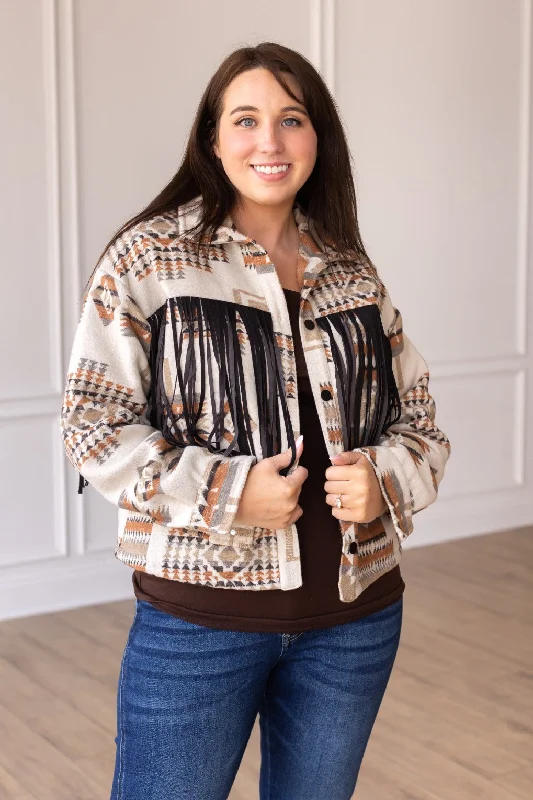 High-End Fashion, Low-End Prices – Sale Happening Now Boho Breeze Aztec Jacket with Fringe