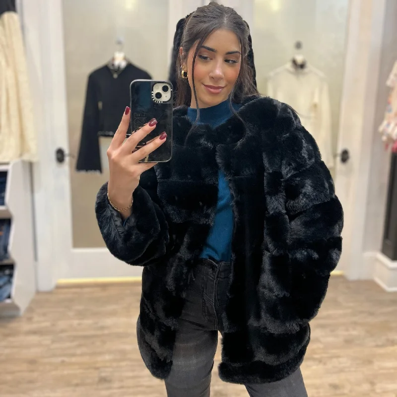 Limited-Time Clothing Sale – Grab Your Favorites Today City Lights Black Faux Fur Oversized Coat