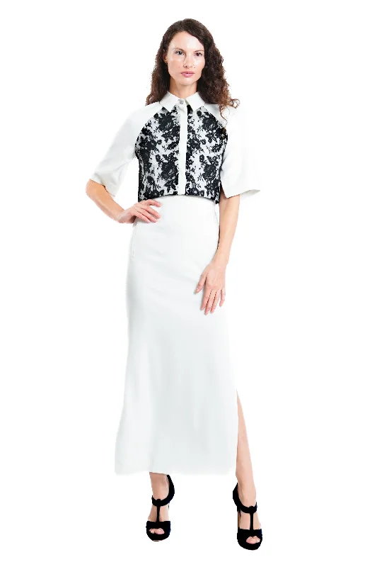 Vintage-Inspired Women's Apparel Noelle Couture Lace Cropped Jacket