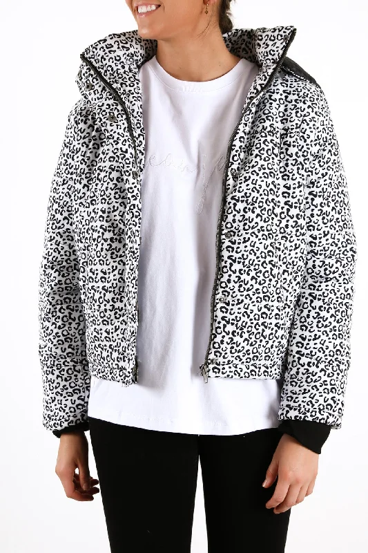Women's Clothing For Work Exclusive Leopard Puffer Jacket Black