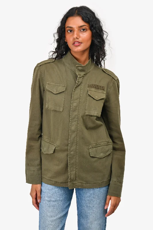 Women's Casual Outfit Anine Bing Army Green Utility Jacket Size S