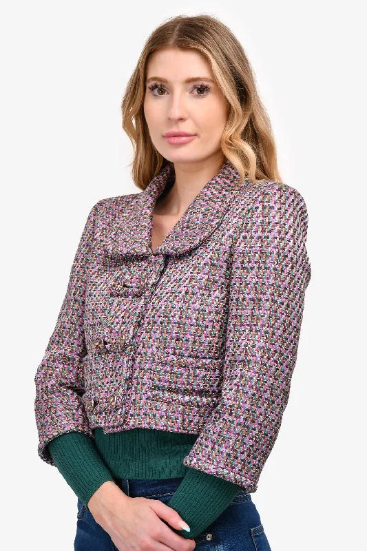 Women's Contemporary Clothing Pre-Loved Chanel™ Purple/Multicolour Woven 'Paris Salzburg' Cropped Jacket Size 38